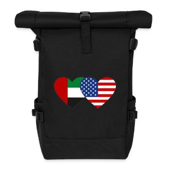 Vereinigte Arabische Emirate USA Flagge Herz - Rolltop Rucksack - Schwarz - Vorne
