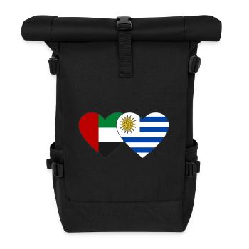 Vereinigte Arabische Emirate Uruguay Flagge Herz - Rolltop Rucksack - Schwarz - Vorne