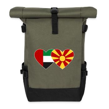 United Arab Emirates Macedonia Flag - Roll Top Backpack - olive/black - Front