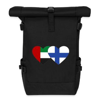 Vereinigte Arabische Emirate Finnland Flagge Herz - Rolltop Rucksack - Schwarz - Vorne
