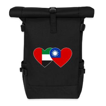 Vereinigte Arabische Emirate Taiwan Flagge Herz - Rolltop Rucksack - Schwarz - Vorne