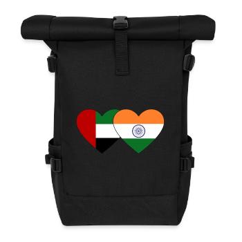 Vereinigte Arabische Emirate Indien Flagge Herz - Rolltop Rucksack - Schwarz - Vorne