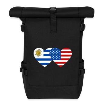Uruguay USA Flagge Herz - Rolltop Rucksack - Schwarz - Vorne