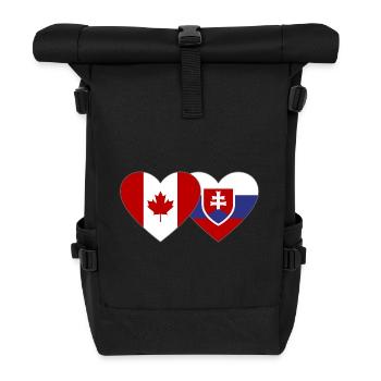 Kanada Slowakei Flagge Herz - Rolltop Rucksack - Schwarz - Vorne