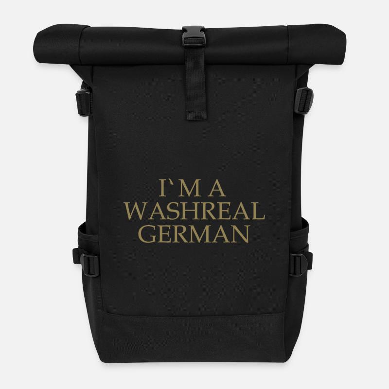 Witzige Denglisch Sprüche Waschechter Deutscher - Rolltop Rucksack - Schwarz