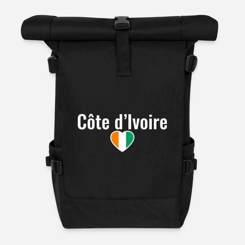 Côte d’Ivoire Côte d’Ivoire Drapeau ivoirien - Sac à dos roll top - noir