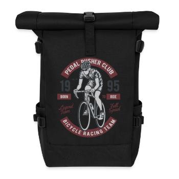 BICYCLE PUSHER CLUB - Vintage Rennrad Shirt Motiv - Rolltop Rucksack - Schwarz - Vorne