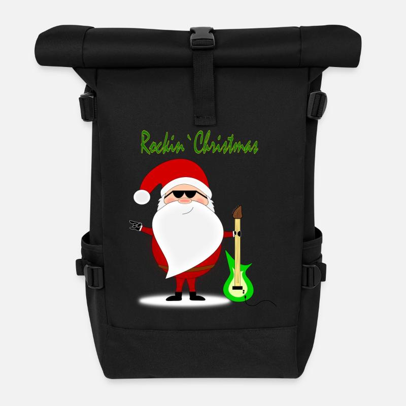 Rockin Christmas - Roll Top Backpack - black