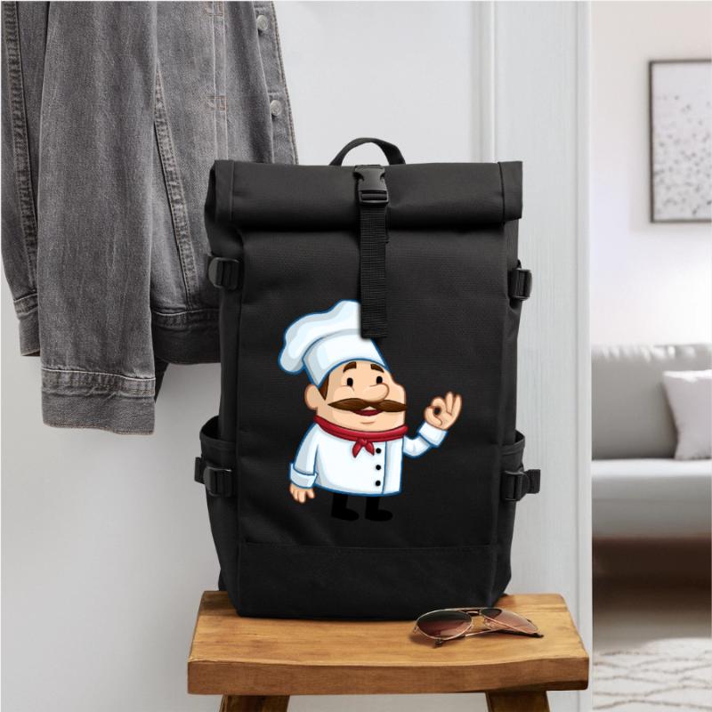 chef chef baker baecker kitchen kitchen kitchen1 Roll Top Backpack