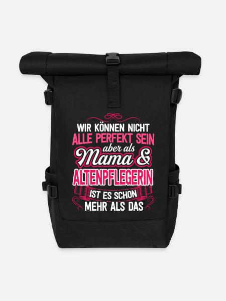 ALTENPFLEGERIN - Mama - Rolltop Rucksack - Schwarz