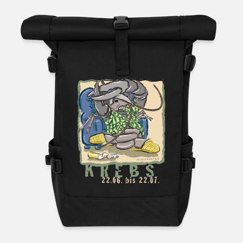 Sternzeichen-Krebs - Rolltop Rucksack - Schwarz