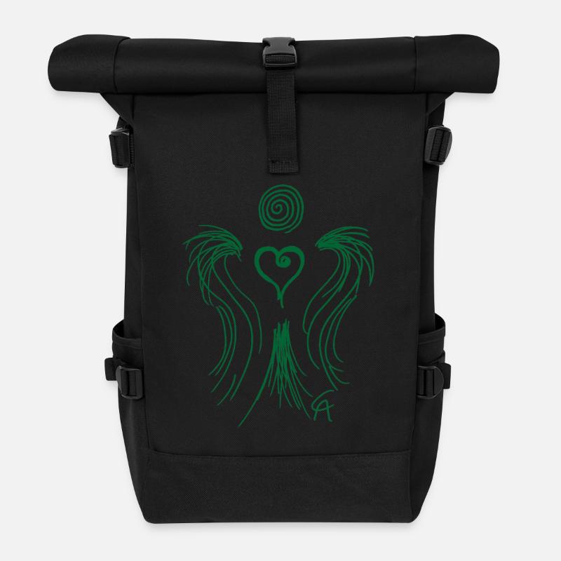 Herzengel grün - Rolltop Rucksack - Schwarz