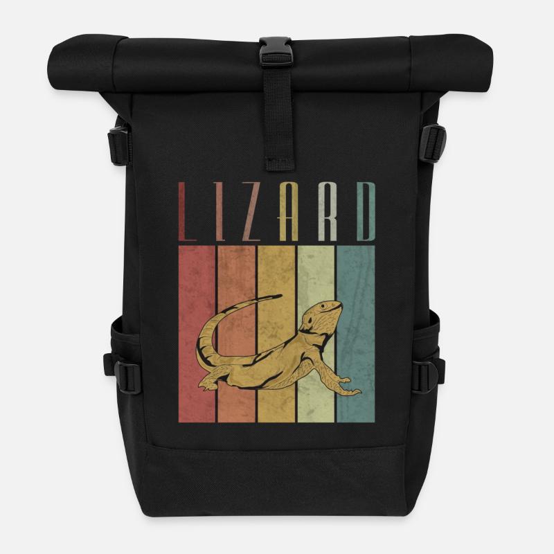 Eidechse - Rolltop Rucksack - Schwarz