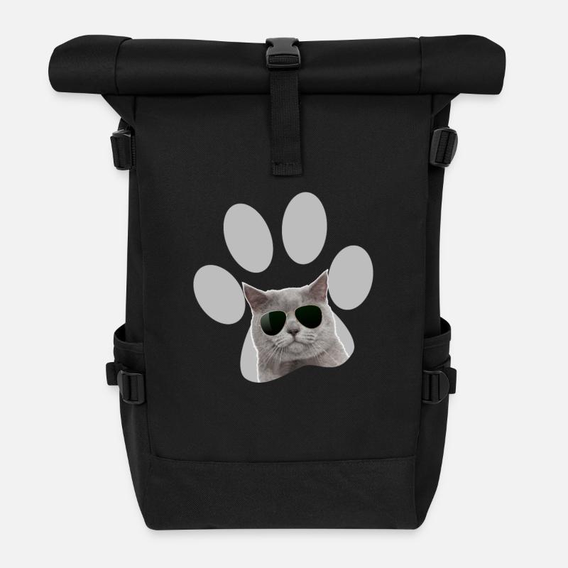 Lustige BKH Britisch Kurzhaar Katze mit Brille - Rolltop Rucksack - Schwarz
