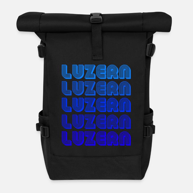 Luzern Gradient Schriftzug - Rolltop Rucksack - Schwarz