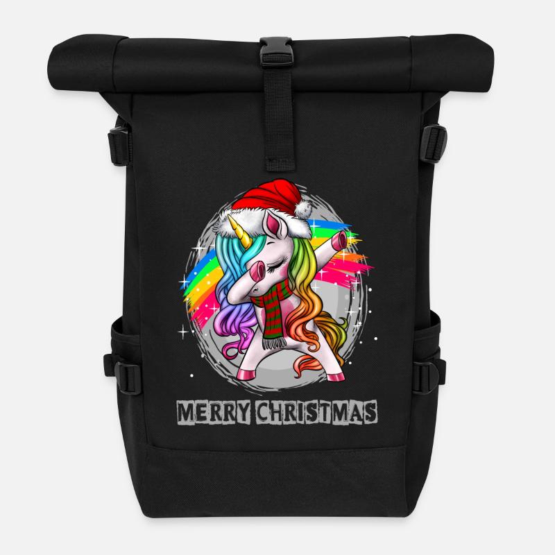 Dabbing Unicorn Weihnachten Spruch Einhorn - Rolltop Rucksack - Schwarz