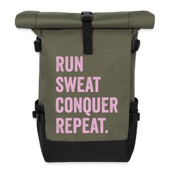 Courir. Sueur. Conquérir. Répéter. - Sac à dos roll top - olive/noir - Devant