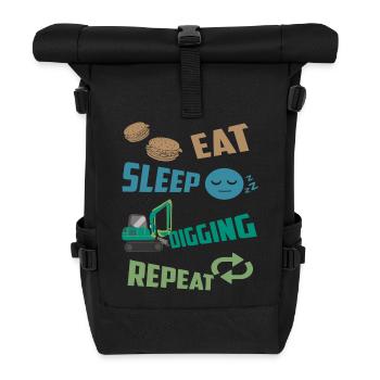 Baggerfahrer - Rolltop Rucksack - Schwarz - Vorne