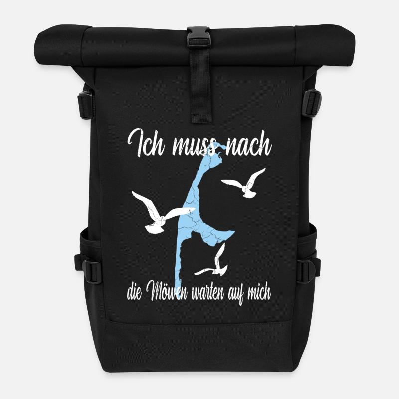 Sylt Design mit Spruch - Rolltop Rucksack - Schwarz