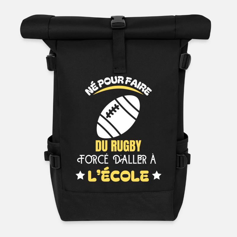 Born for school rugby - Roll Top Backpack - black