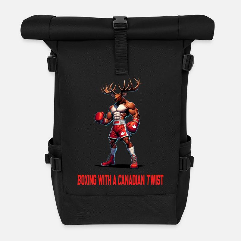 Design de boîte à wapitis du Canada - Sac à dos roll top - noir