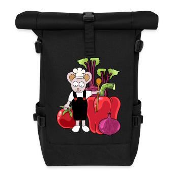 Mouse Cook Cooks Cook Vegetables Vegetarian Cooking - Roll Top Backpack - black - Front