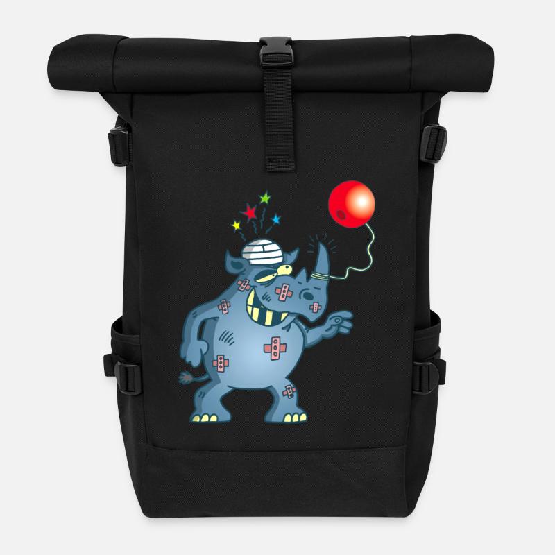 Ein Nashorn spielt Bilboquet - Rolltop Rucksack - Schwarz