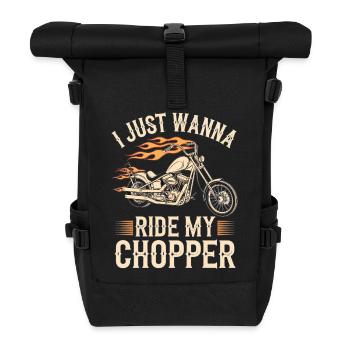 Flammender Chopper Motorrad - Rolltop Rucksack - Schwarz - Vorne