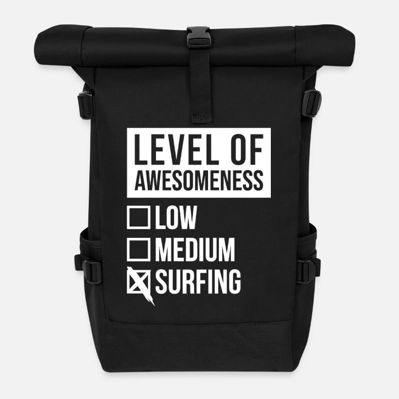 Surfing - Roll Top Backpack - black