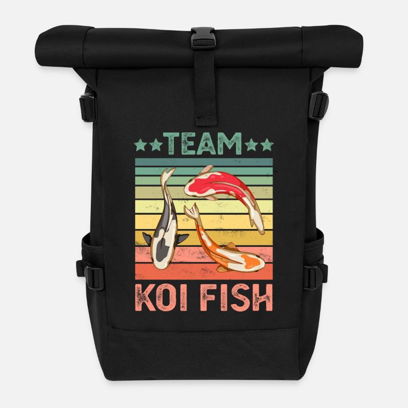 Koi Fische - Rolltop Rucksack - Schwarz