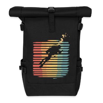 Scuba Diving Diving Diver Vintage - Roll Top Backpack - black - Front