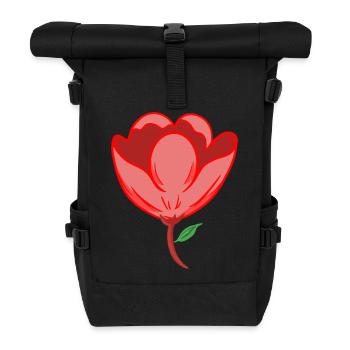 Rote Blume - Rolltop Rucksack - Schwarz - Vorne