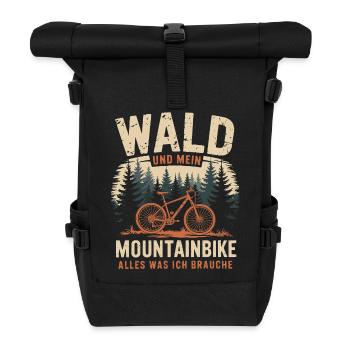 Mountainbike Downhill Berge Vintage Spruch - Rolltop Rucksack - Schwarz - Vorne
