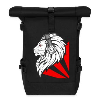Stylischer Löwe mit Kopfhörern - Rolltop Rucksack - Schwarz - Vorne