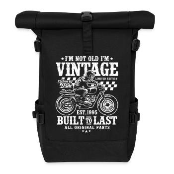 Vintage 1995 Born Motorcycle Birthday Gift - Roll Top Backpack - black - Front