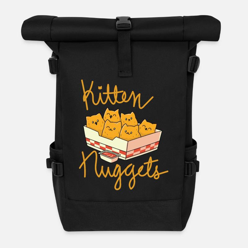 Kitten Nuggets Funny Cat - Roll Top Backpack - black