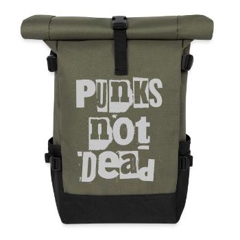 Punks Not Dead Grunge Typography - Roll Top Backpack - olive/black - Front