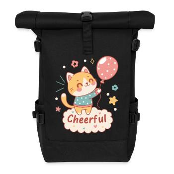Festliche Ballonkatze - Rolltop Rucksack - Schwarz - Vorne