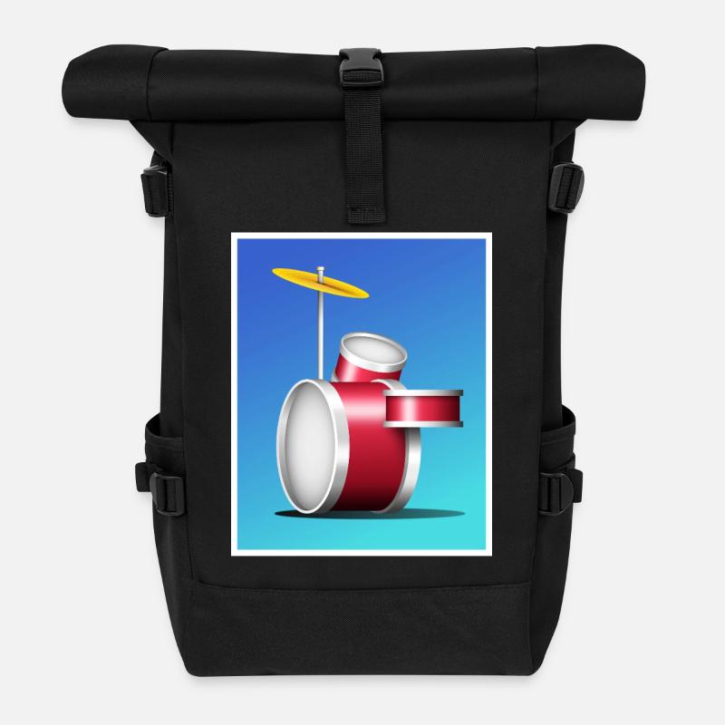 Batterie rouge de dessin animé - Sac à dos roll top - noir