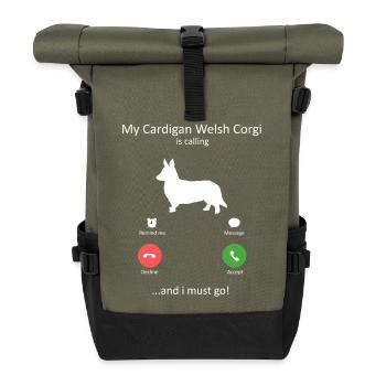 Meine Strickjacke Welsh Corgi nennt Funny Dog Mama - Rolltop Rucksack - Olive/Schwarz - Vorne