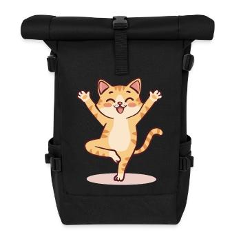 Yoga-Katzen-Cartoon | Niedliche meditierende Katzenpose - Rolltop Rucksack - Schwarz - Vorne