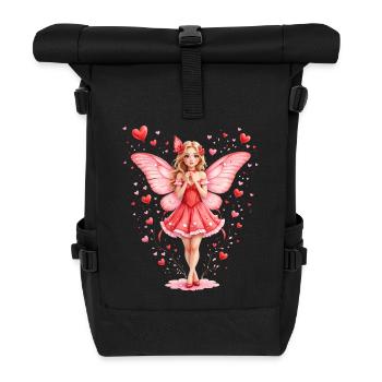 Pink fairy with butterfly wings - Roll Top Backpack - black - Front