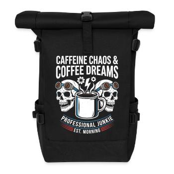 Coffee Mayhem Skulls Morning Junkie Design - Roll Top Backpack - black - Front