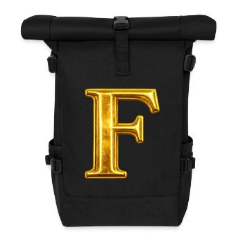 Ornement doré lettre F - Sac à dos roll top - noir - Devant