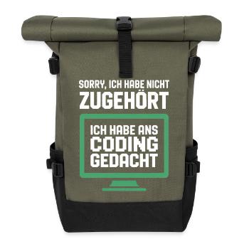 Coding thought on the screen - Roll Top Backpack - olive/black - Front