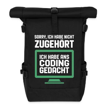 Coding Gedanke am Bildschirm - Rolltop Rucksack - Schwarz - Vorne