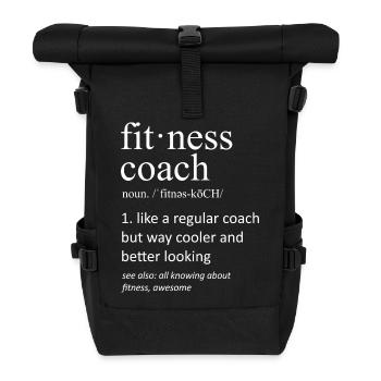 Fitness Heartbeat Gym Workout Pulse Design - Roll Top Backpack - black - Front