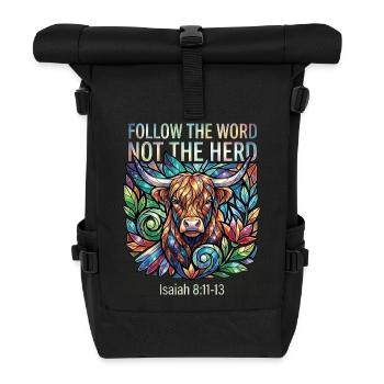 Folge dem Wort Nicht der Herde Christ - Rolltop Rucksack - Schwarz - Vorne