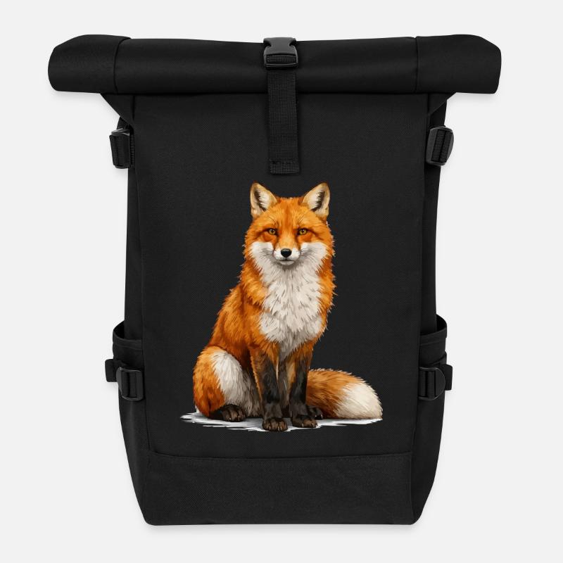 Fox - Roll Top Backpack - black