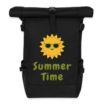 Summer Time Cute Sun Minimal Vacation Design - Roll Top Backpack - black - Front